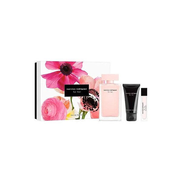 Kit Narciso Rodriguez For Her MD24 - 3 Em 1 - Perfume Edp 100ML + Perfume Edp 10ML + Loção Corporal 50ML