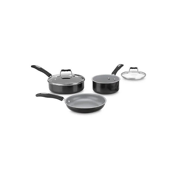 Jogo de Panelas Cuisinart 57I-5BKGBC Indução Alumínio Purns Cookware Preto - 5 Peças