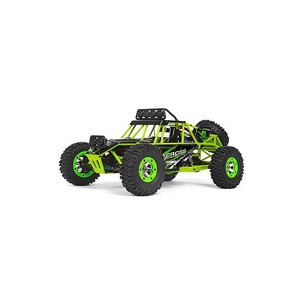 Automodelo Carro Elétrico Wltoys 12427 - Escala 1/12 - 50KM/H - Recarregável - com Controle - Preto e Verde