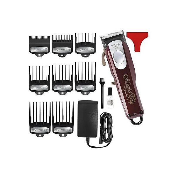 Kit Cortador de Cabelo Wahl Magic Clip 08148-308 Recarregável - Bordô/Preto