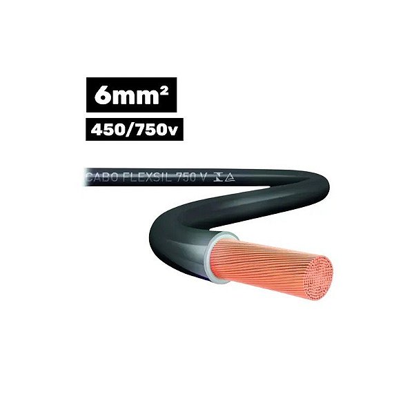Cabo Flexível 450/750V 1*6MM 100M Preto