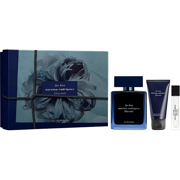 Kit Perfume Narciso Rodriguez For His Bleu Noir EDP 100mL + 10mL + Loção Corporal 50mL