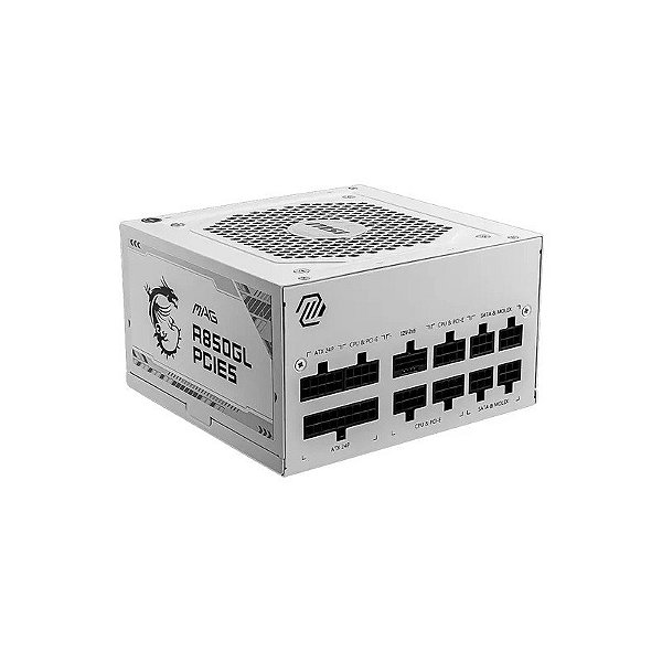 Fonte ATX 850W 80PLUS Gold MSI MPG A850GL PCIE5 306-7ZP8A25-CE0 Branca