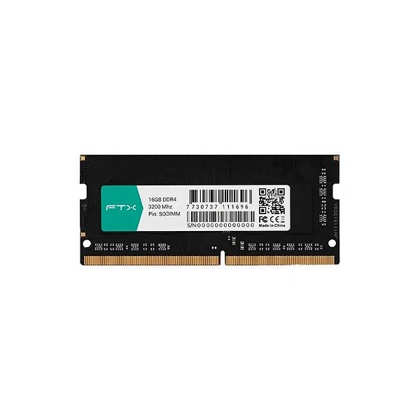 Memória para Notebook FTX, DDR4 16GB (1X16GB), 3200MHZ, So-DIMM, 111696, Preto