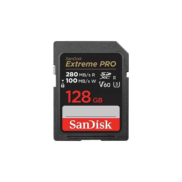 Cartão de Memória Sandisk Extreme Pro 280-100MB/s Uhs-II U3 V60 128 GB