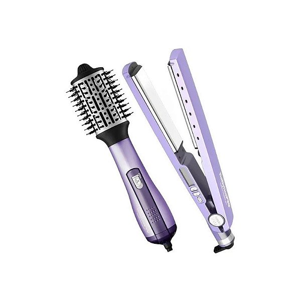 Kit Prancha Babylisspro PL4091 + Escova Secadora Babylisspro BNTLVPP44 - Lavanda
