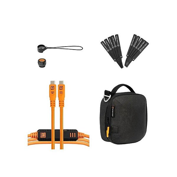 Kit Cabo USB-C para USB-C Tether Tools Tetherpro 10 GBPS para Câmera + Suporte + Bolsa - Laranja 4.6 Metros (BTKC15G2-Org)
