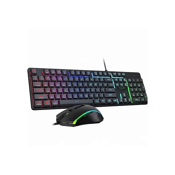 Teclado Redragon + Mouse Gamer S107RGB-Ba Essentials Com Fio - Preto