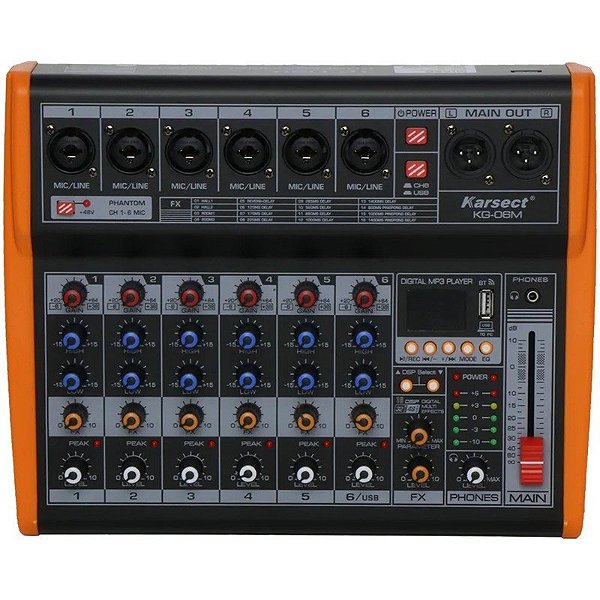 Mesa de Som Karsect Mixer de 6 canais - KG-06M