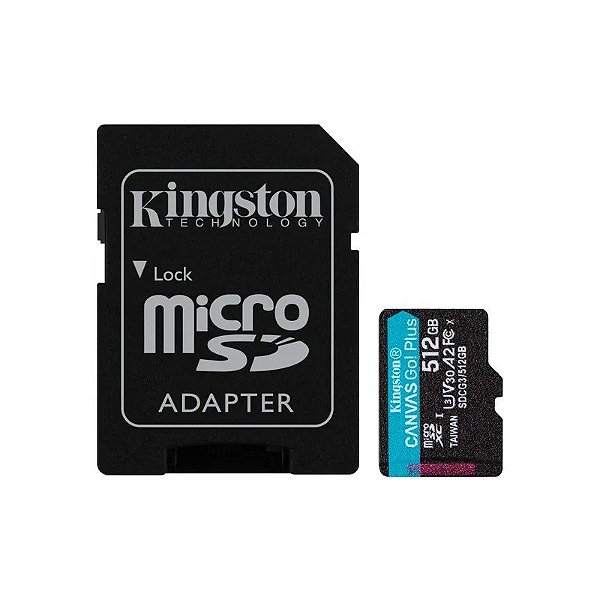 Cartão de Memória Micro SDCG4/SDXC Kingston Canvas Go Plus SDXC 512GB 200MB/s Classe 10 - SDCG4/SDXC
