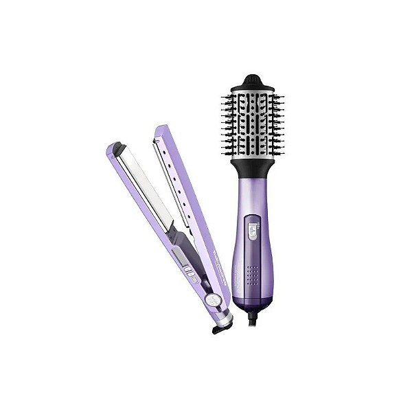 Kit Babyliss Pro BNTLVPP44UZ - Escova Secadora + Prancha de Cabelo - 900W e 54W - 220V e Bivolt - Lavanda