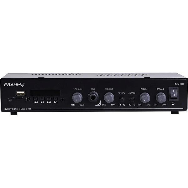Receptor Amplificador Frahm Slim 1600 G5 APP USB/FM/SD/Bluetooth Bivolt