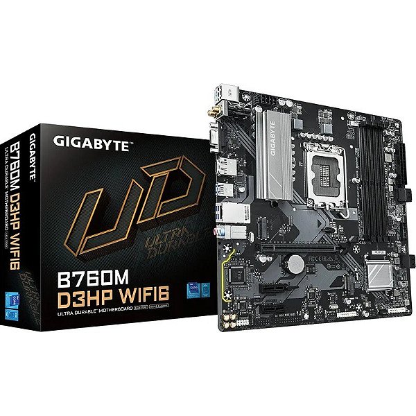 Placa-mãe Gigabyte B760 D3HP Wi-Fi 6 LGA1700/4xDDR5/PCI-E/M.2/HDMI/DP