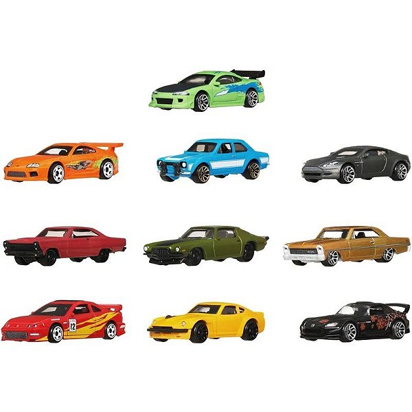 Kit de Carrinhos Hot Wheels Fast & Furious Silver Series Mattel - JCT92 (10 peças)