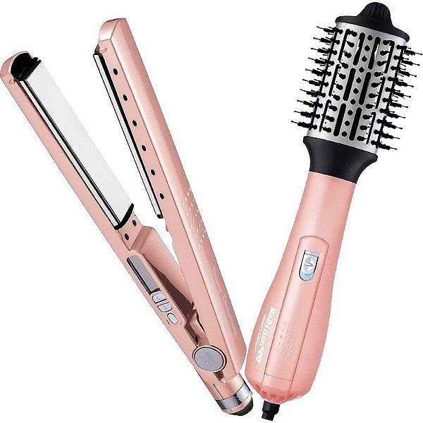 Escova Alisadora + Placa Babyliss Pro Nano Titanium BNTRGPP44UZ - Bivolt