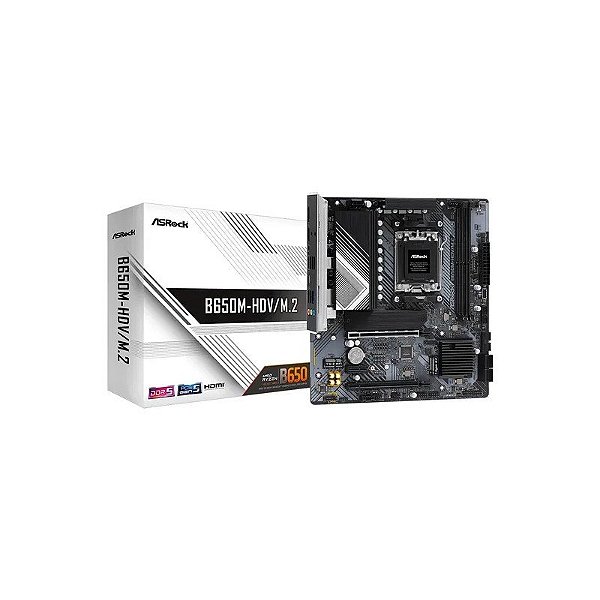 Placa-mãe Asrock B650M-HDV/M.2 Branca DDR5 Socket AM5 Chipset AMD B650 Micro ATX