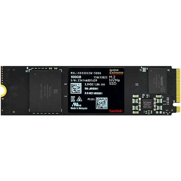 SSD Interno Sandisk Extreme 500GB NVMe M.2 2280 PCIe 4.0 SDSSDX3N-500G-G26