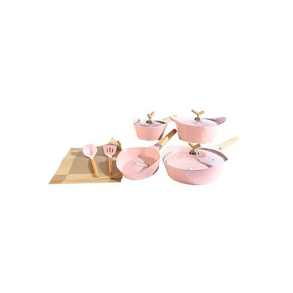 Jogo de Panela 15 Peças Rosa