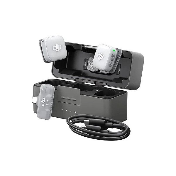 Microfone Lapela Dji Mic Mini 2 Sem Fio para Smartphone - Preto (2 TX + 1 RX Móvel + Case de Carregamento)