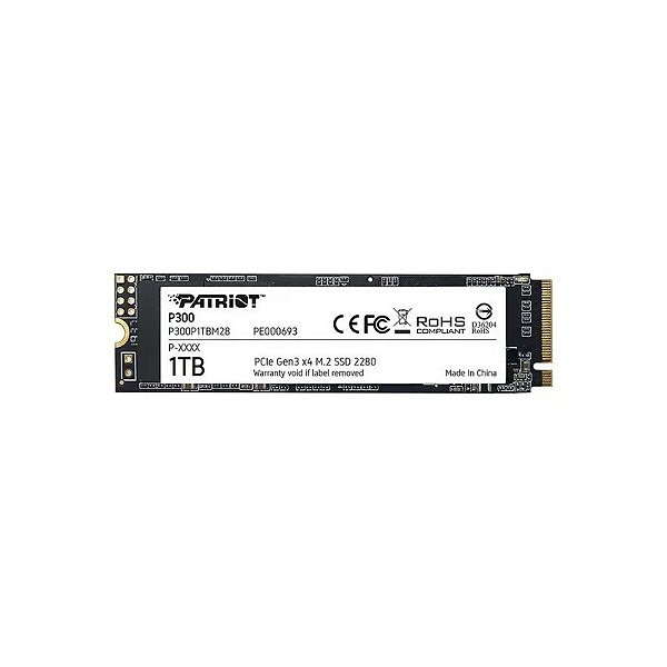 SSD Patriot P300, 1TB, M.2 Nvme, Leitura 2100MB/s, Gravação 1650MB/s, P300P1TBM28 GEN3 X4