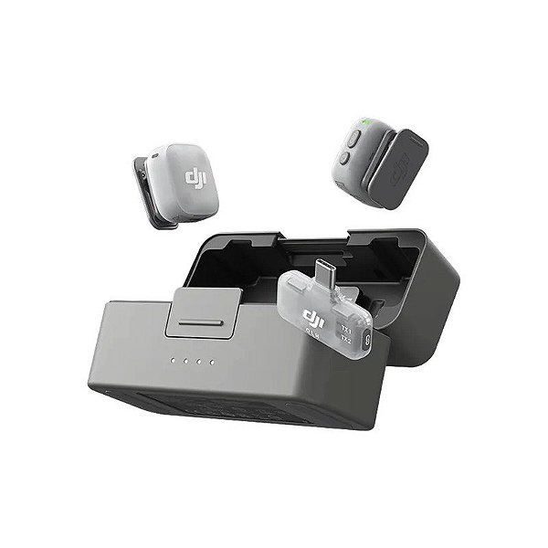 Microfone Mini Dji Mic 2 (2 Transmissores + 1 Receptor Móvel + Estojo de Carregamento)