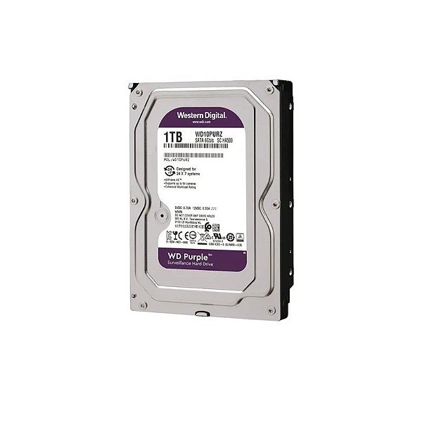 Disco Rígido 1TB Western Digital Purple Vigilância 5400RPM WD10PURZ