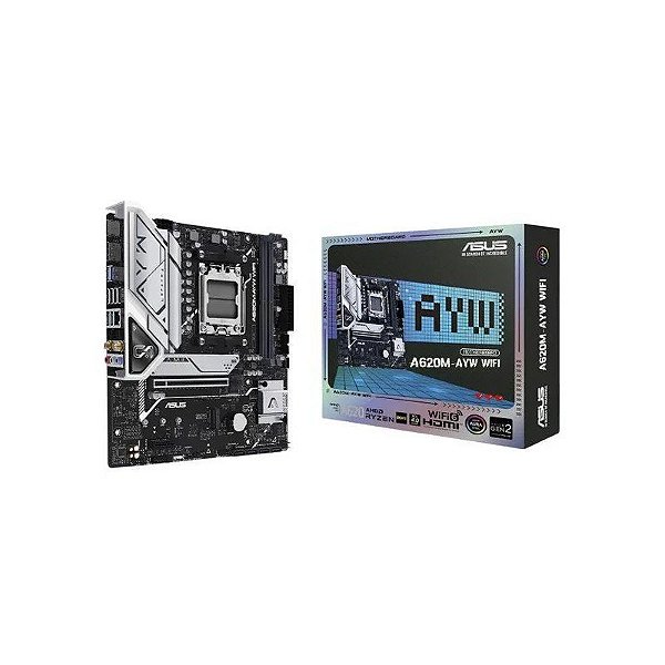 Placa Mãe AMD AM5 Asus A620M-Ayw Wifi Micro ATX DDR5
