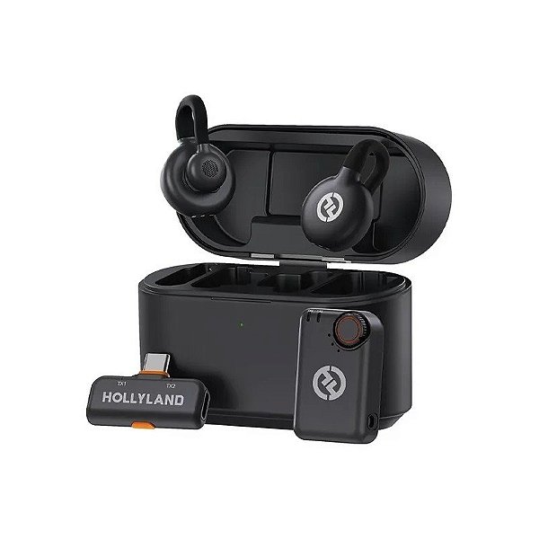 Microfone Sem Fio Hollyland Lark M2S Combo com USB-C - Cinza Espacial (Anatel)