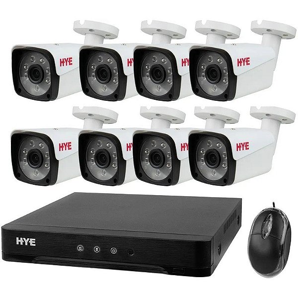 Kit de Câmera CCTV HYE HYE-AH4408T 2.8MM 8 Câmeras/Bullet/DVR 8 Canais (caixa feia)