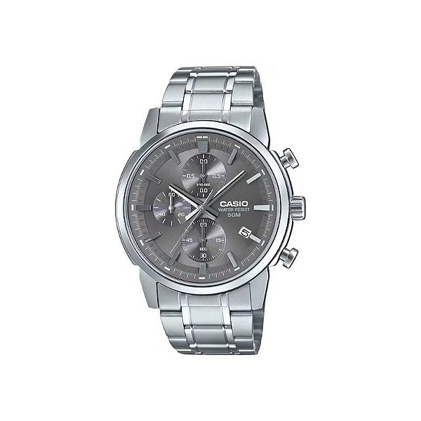 Relógio Casio MTP-E510D-8AVDF Analógico Masculino - Cinza Escuro/Prata