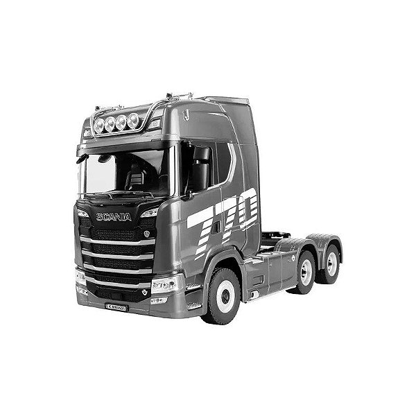 Caminhão Elétrico Hui Na Toys Scania 770 s V8 Truck - Escala 1/18 - 10KM/H - Recarregável - com Controle - Cinza