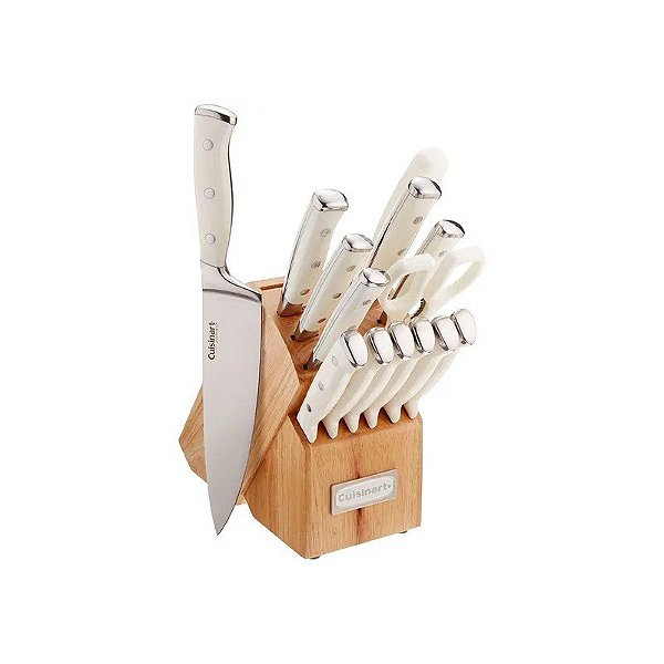 Jogo de facas com bloco giratório Cuisinart C77WTR-15P Branco - 15 peças