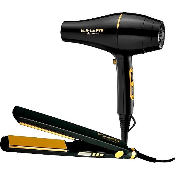 Secador de Cabelo + Chapinha Babyliss Pro Nano Titanium BNTBGPP43UZ - Bivolt