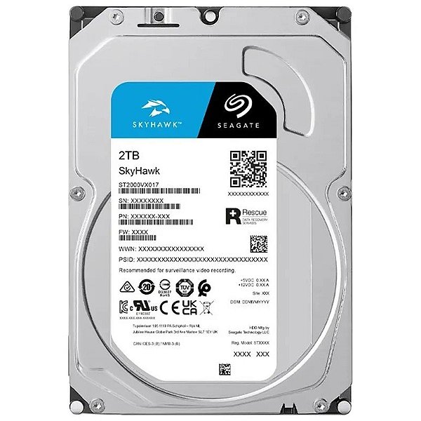 Disco Interno Seagate 3.5" Skyhawk 2TB SATA 6.0Gb/s - ST2000VX017