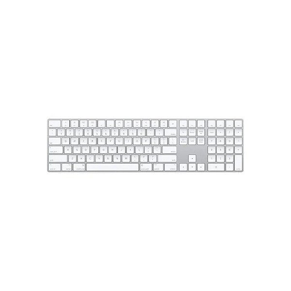 Teclado Sem Fio Apple Magic Keyboard Com Teclado Numérico A1843 MXCJ3LL Inglês com Bluetooth - Branco/Prata