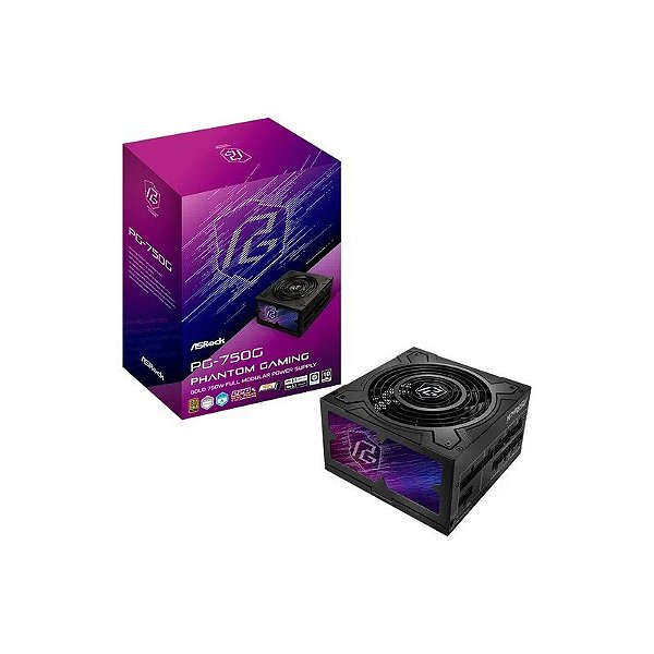 Fonte ASRock PG-750G ATX 750W 80 Plus Gold Full Modular - Preto