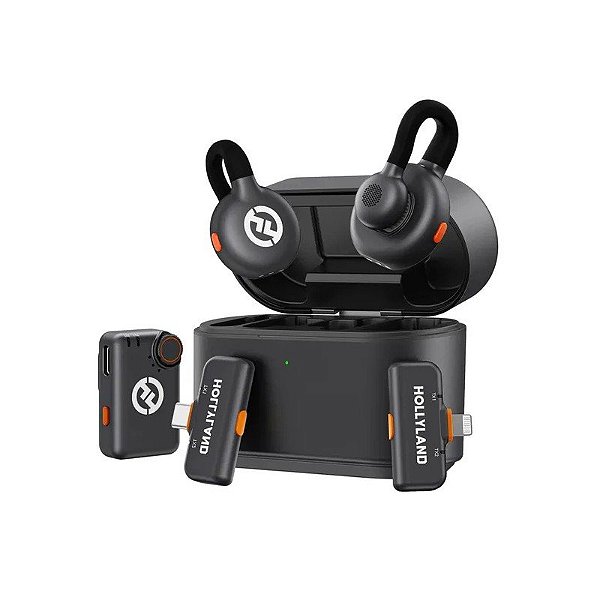 Microfone Sem Fio Hollyland Lark M2S Ultimate Combo USB-C / Lightning / Câmera - Cinza Espacial