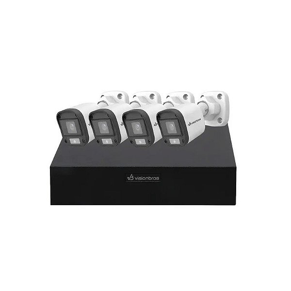 Gravador DVR Visionbras VB-KIT800-FC - 8 Canais - Kit 4 Câmeras - FHD - Preto