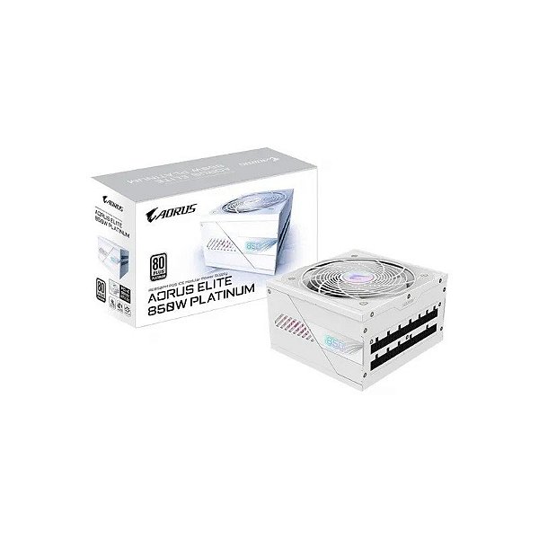 Fonte 850W Gigabyte GP-AE850PM PG5 80+ Platinum Full-Modular ATX3.1 PCI-Exp 5.1 Gelo Branco