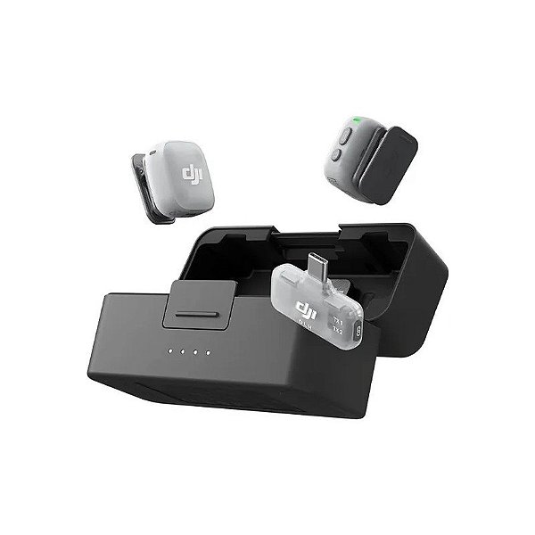Microfone Sem Fio Dji Mic Mini 2 com USB-C - Preto/Branco Transparente (Anatel)