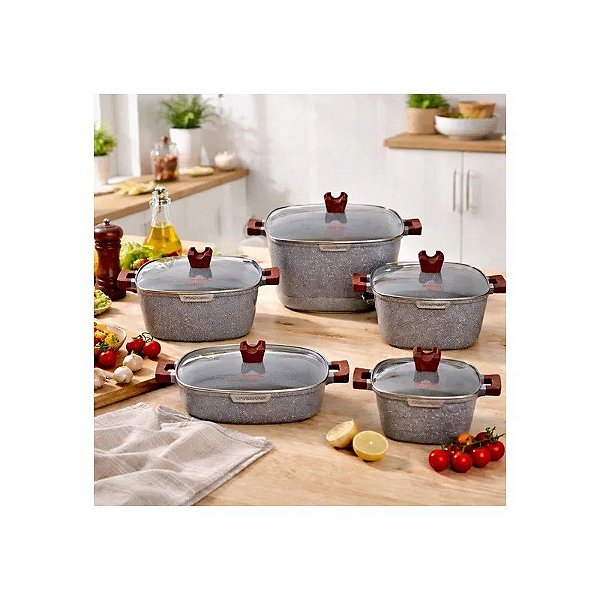 Conjunto de Panelas de Indução Ucc Life Antiaderente 10 Peças Cinzento