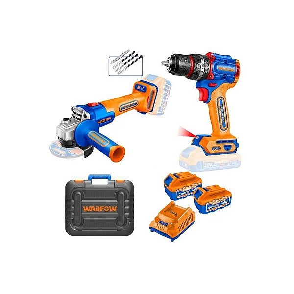 Combo 2 Peças Esmerilhadeira + Furadeira Wadfow WCK20273 20V