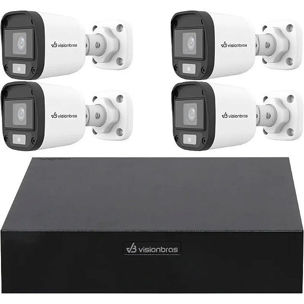 Kit DVR CCTV Visionbras VB-KIT800-FC com 4 Câmeras Full Color