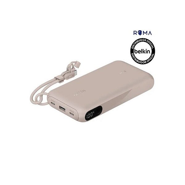 Carregador Portátil Belkin Boostcharge 20K Com Display Cabo Integrado - BPB028FQSD