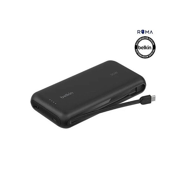 Carregador Portátil Belkin Boostcharge 20k com Cabo Integrado Preto - BPB024FQBK