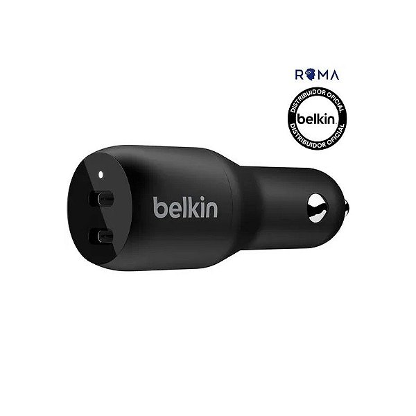 Carregador Veicular Duplo Belkin CCB002BTBK 36W USB-C 18W + USB-C 18W - Preto
