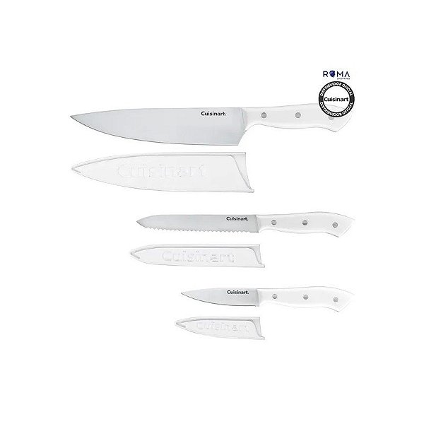 Jogo de Facas Cuisinart C77MWTR-3PC Rebites Triplos Branco - 6 Peças