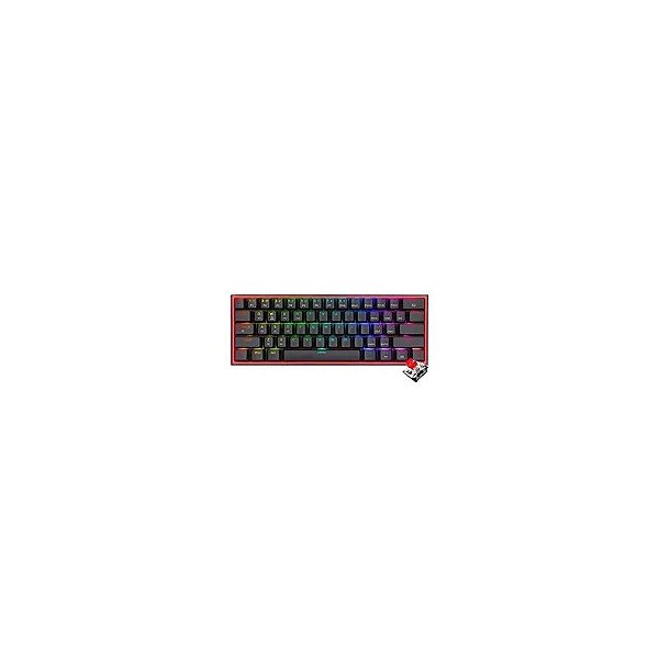 Teclado Gamer Mecânico Redragon K616-RGB Fizz Pro Mini Sem Fio / RGB / Vermelho / Inglês - Preto