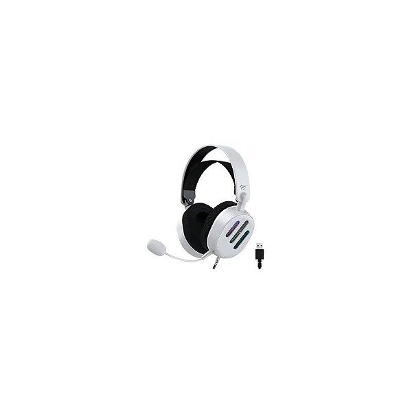 Fone de Ouvido Gamer Havit Gamenote H2038U RGB com Fio - Branco/Preto