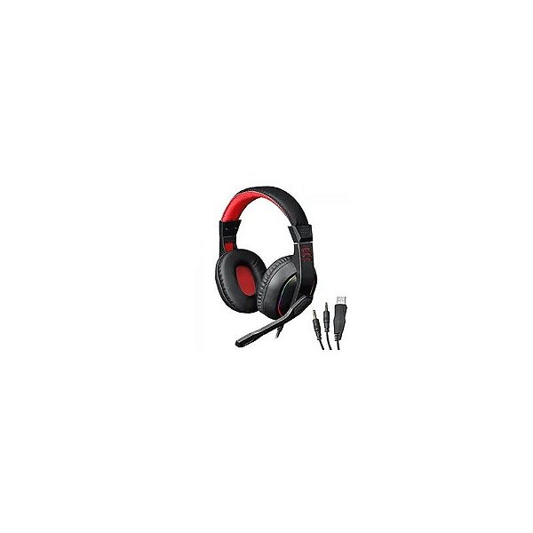 Fone de Ouvido Gamer Redragon H120-RGB Ares / com Fio / RGB - Preto / Vermelho